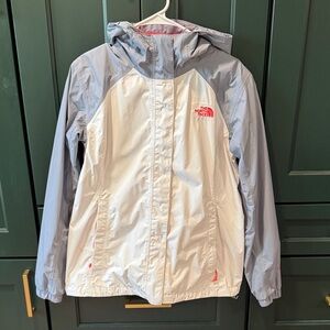 Vintage The North Face White and Light Gray Hooded Jacket
